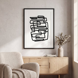 Poster Contemporain noir et blanc simple géométrique