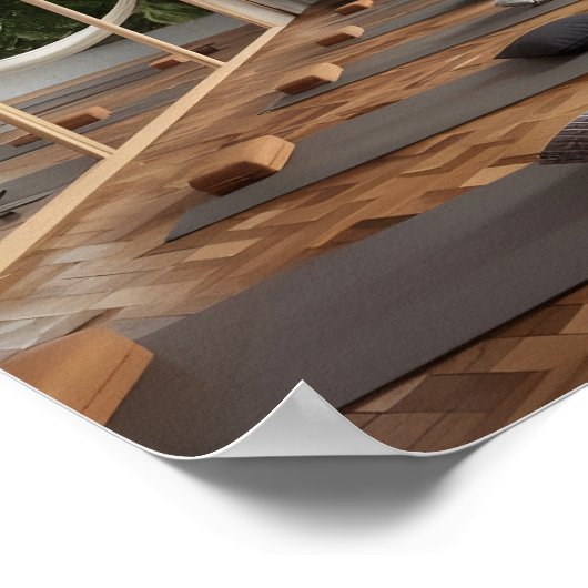 Poster Contemporain Yoga Studio Design avec parquet (Coin)
