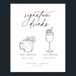 Poster Contemporary Chic Minimalist Signature Drinks<br><div class="desc">Contemporary Chic minimalist signature drinks,  wedding sign poster. Moscow Mule and Aperol Spritz cocktails.</div>