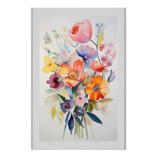 Poster Contemporary Floral Wall Decor Art # 1 (Devant)