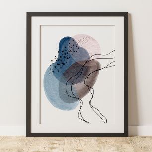 Poster Contemporary Modern Abstract Art Blue Pink Black