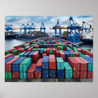 Poster Contenants de fret prêts à l'exportation