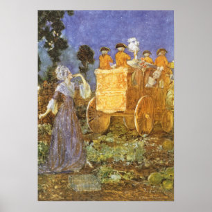 Poster Contes de fées vintage Cendrillon et marraine fée