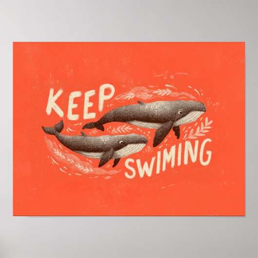 Poster Continuez à nager Baleines (Devant)