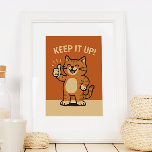 Poster Continuez ! Chat de dessin animé rétro mou