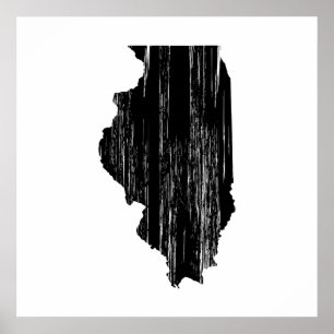 Poster Contour affligé d'état de l'Illinois