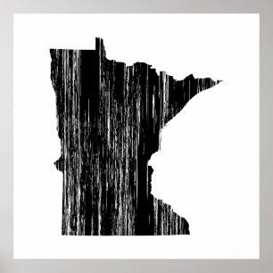 Poster Contour affligé d'état du Minnesota