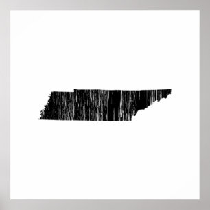 Poster Contour affligé d'état du Tennessee