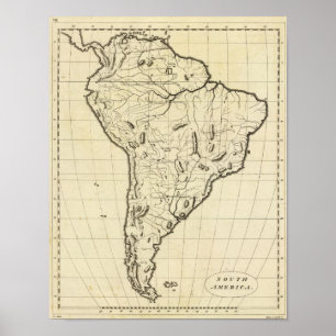 Poster Contour de l'Amérique du Sud