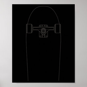Poster Contour de skateboard - Skateur en skateboard vint
