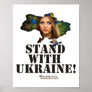 Poster Contour Ukraine Femme Ukrainienne Slogan Soutenez