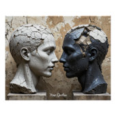 Poster Contrasting Plaster and Obsidian Busts (Devant)