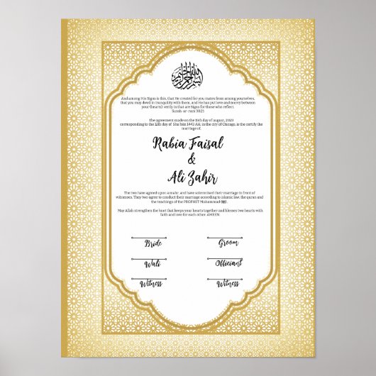 POSTER CONTRAT DE NIKKAH (Devant)