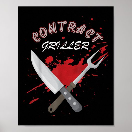 Poster Contrat Griller Funny Grill Barbecue Barbecue Chem (Devant)