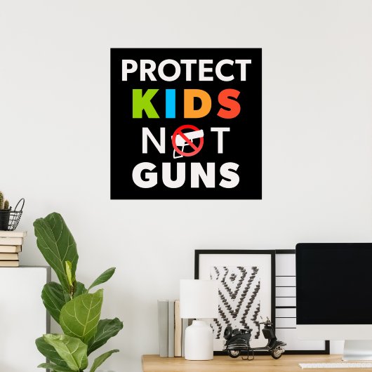 Poster Contrôle des armes à feu - Protéger les enfants et (Bureau à domicile)