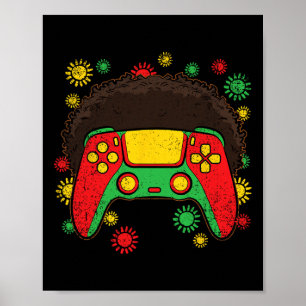 Poster Contrôleur Afro Black History Mois Jeu Gamer 1