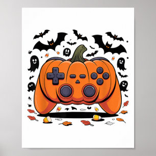 Poster Contrôleur Citrouille de jeu Halloween Vidéo Éffra
