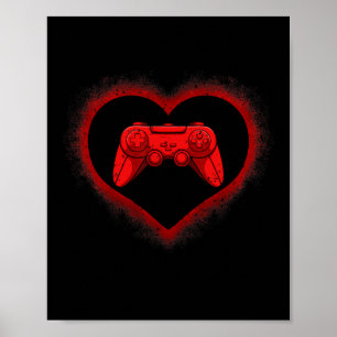 Poster Contrôleur Coeur Valentines Jour Cool Jeu Jeu