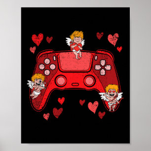 Poster Contrôleur Coeur Valentines Jour Jeu mignon Jeu