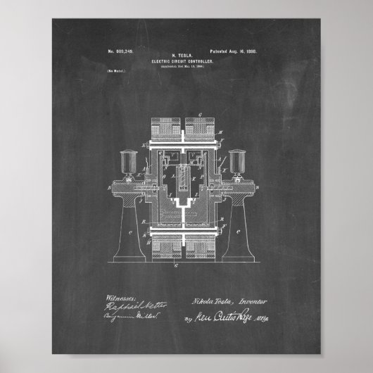 Poster Contrôleur de circuit électrique Tesla Brevet - Ch (Devant)