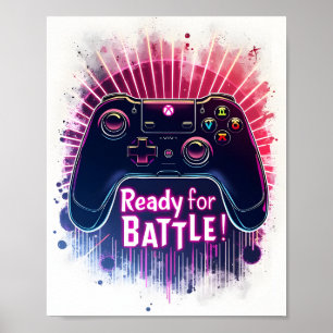 Poster Contrôleur de console de jeu vidéo prêt pour la ba