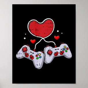 Poster Contrôleur de jeu vidéo Coeur Enfants Valentines D