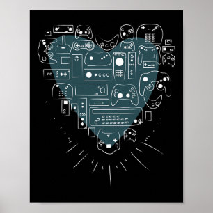 Poster Contrôleur De Jeu Vidéo Coeur T Chemise Pour Les J