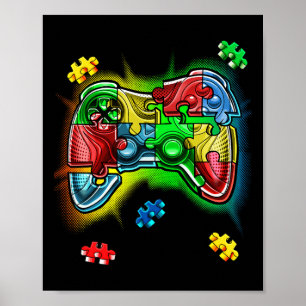 Poster Contrôleur de jeu vidéo de sensibilisation à l'aut
