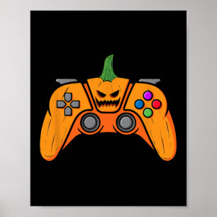 Poster Contrôleur de jeux vidéo d'Halloween With Pumkin F