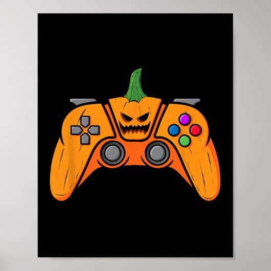 Poster Contrôleur de jeux vidéo d'Halloween With Pumkin F (Devant)