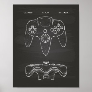 Poster Contrôleur Game 1996 Brevet Art Chalkboard