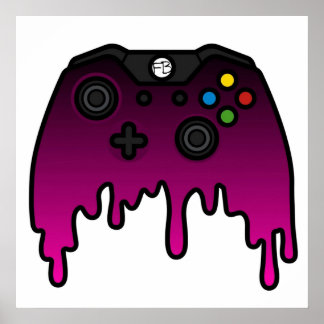 Poster Contrôleur XBOX à goutte rose