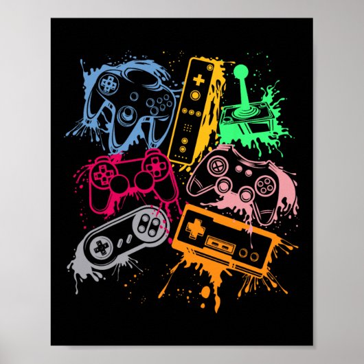Poster Contrôleurs de console de jeu vidéo Retro 80's 90' (Devant)