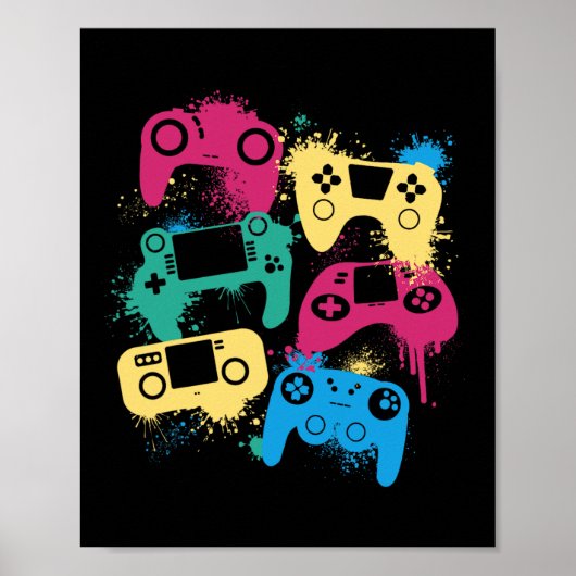 Poster Contrôleurs de jeu vidéo Tee graphique pour couleu (Devant)