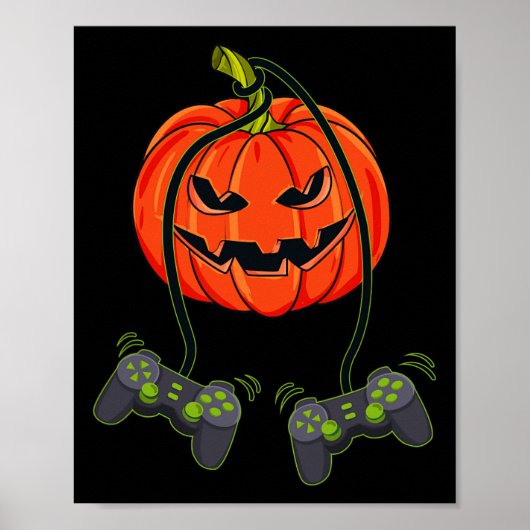 Poster Contrôleurs Jack-o'-lantern Video Gamer Halloween  (Devant)