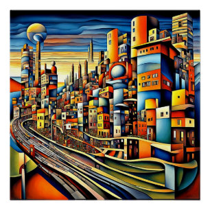 Poster Conurbation au coucher du soleil 2