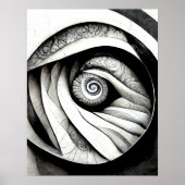 Poster Convergence - Art Abstrait noir et blanc (Devant)