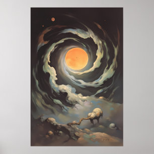 Poster Convergence céleste - Étoiles cosmiques surréalist