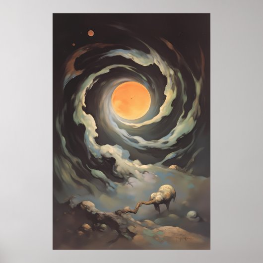 Poster Convergence céleste - Étoiles cosmiques surréalist (Devant)