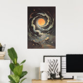 Poster Convergence céleste - Étoiles cosmiques surréalist (Bureau à domicile)