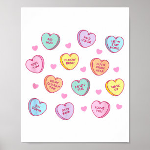 Poster Conversation drôle de Saint-Valentin sur les bonbo
