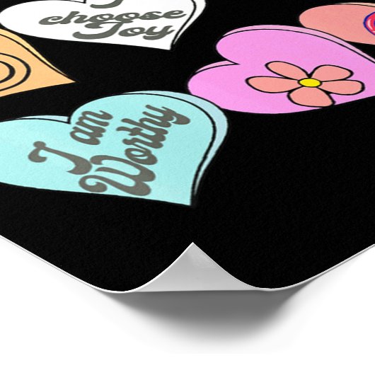 Poster Conversation Hearts Groovy Valentines Day Cute Tea (Coin)