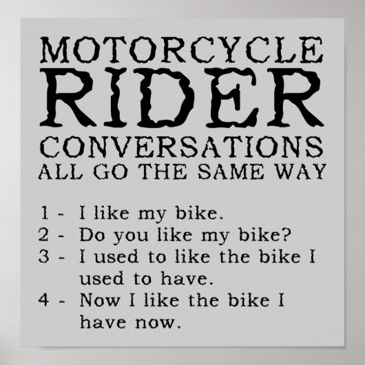 Poster Conversations de moto Symbole d'affiche amusant (Devant)