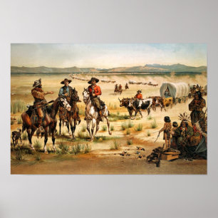 Poster Convoi de chariots aux États-Unis