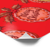 Poster Cookie de Noël avec des baies de houx rouges (Coin)