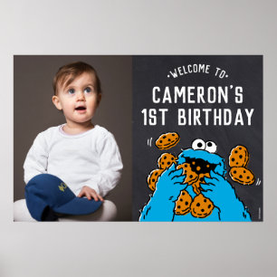 Poster Cookie Monster 1er anniversaire Bienvenue