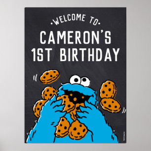 Poster Cookie Monster 1er anniversaire Bienvenue