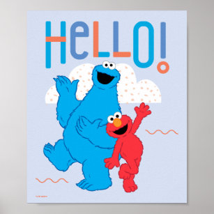 Poster Cookie Monster & Elmo Bonjour !