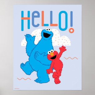 Poster Cookie Monster et Elmo Bonjour !