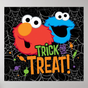 Poster Cookie Monster et Elmo - Des friandises ou un sort